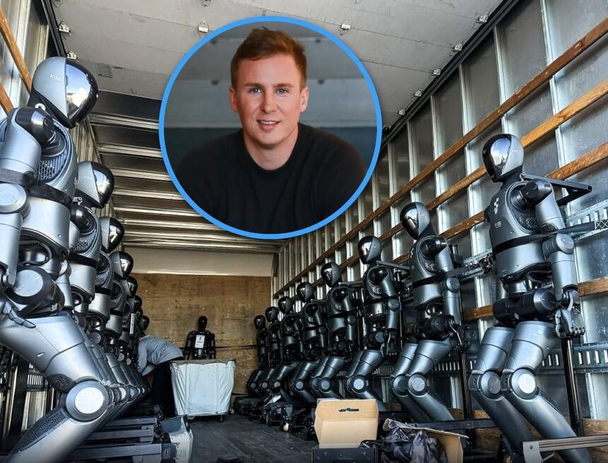 Figure AI humanoid robots being shipped to new headquarters, showcasing progress in AI automation.