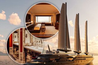 Orient Express Silenseas: Rendering of the world's largest sailing yacht, highlighting its size and luxury.