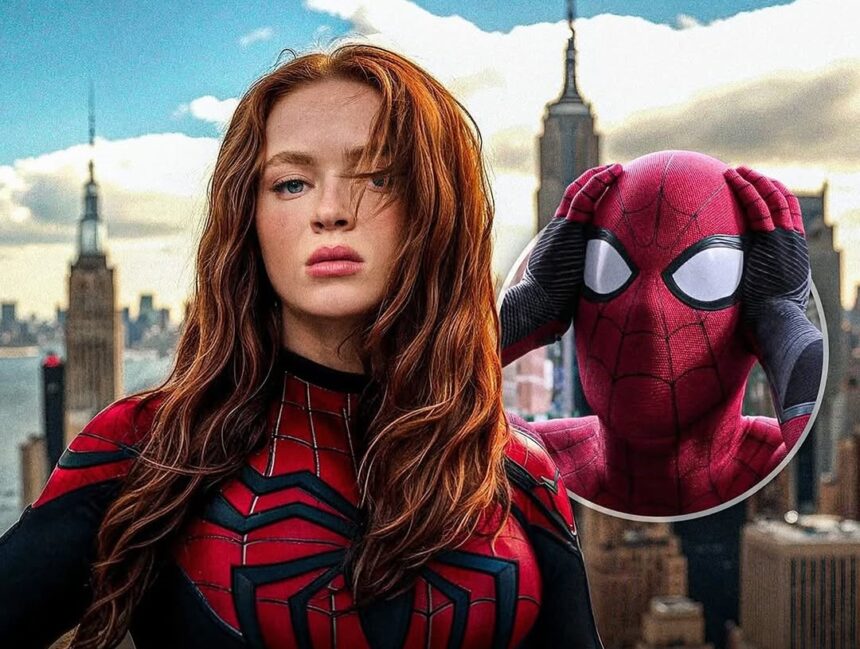 Sadie Sink Spider-Man 4: Image combining Sadie Sink with Tom Holland's Spider-Man.