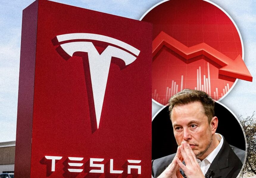 Visual comparison: Tesla's stock market drop and the rise in used electric vehicle sales.