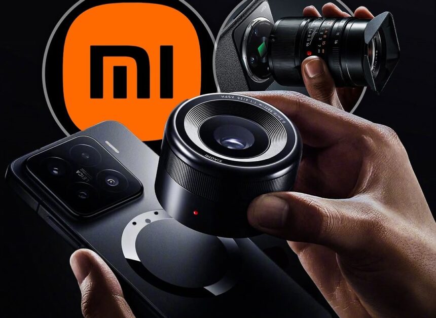 Xiaomi 100MP magnetic lens attached to smartphone, demonstrating high-quality mobile photography.