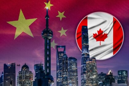 China-Canada Trade War: Image of flags clashing, representing trade tariffs.