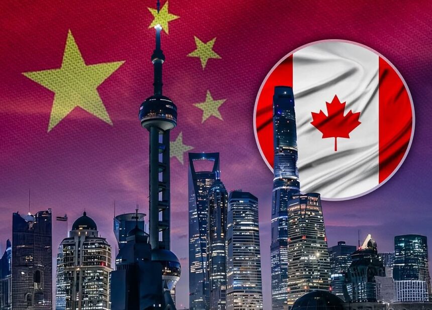 China-Canada Trade War: Image of flags clashing, representing trade tariffs.