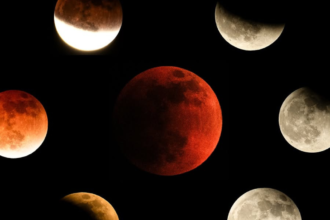 Blood Moon Lunar Eclipse: Image of the moon with a deep red hue.